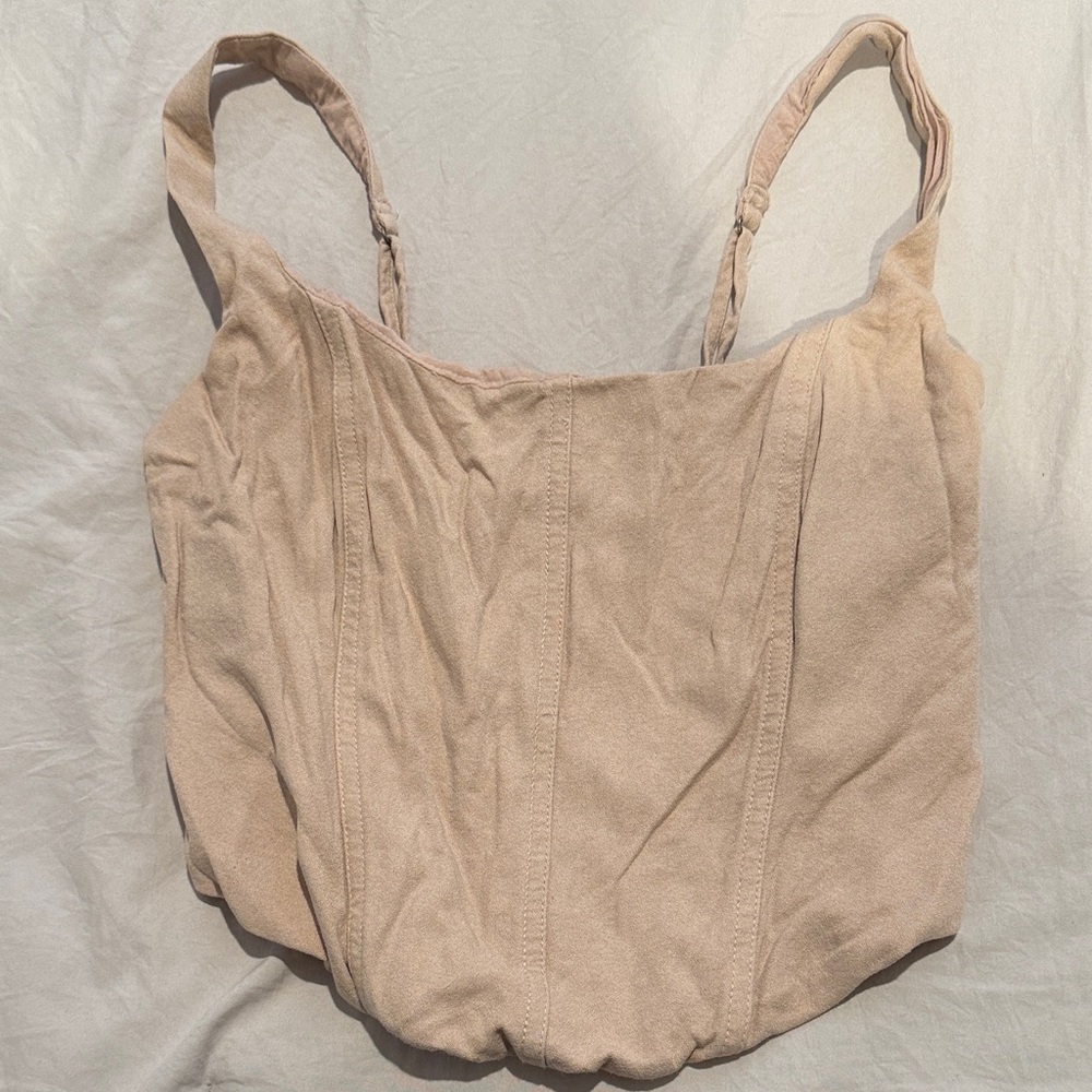 Abercrombie & Fitch Tan Smocked Corset Top